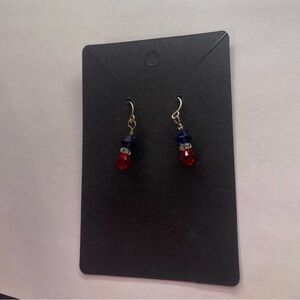 Elegant Vintage Red and Blue Dangle Earrings